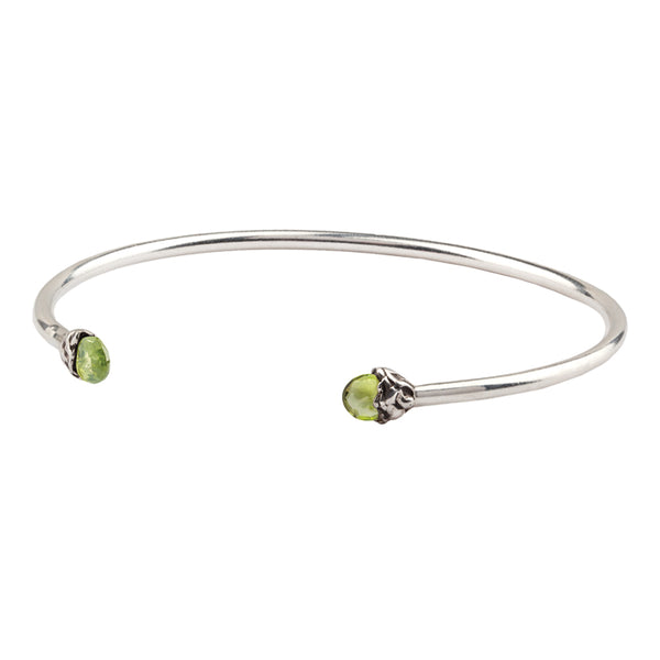 Positivity Peridot Capped Attraction Charm Open Bangle