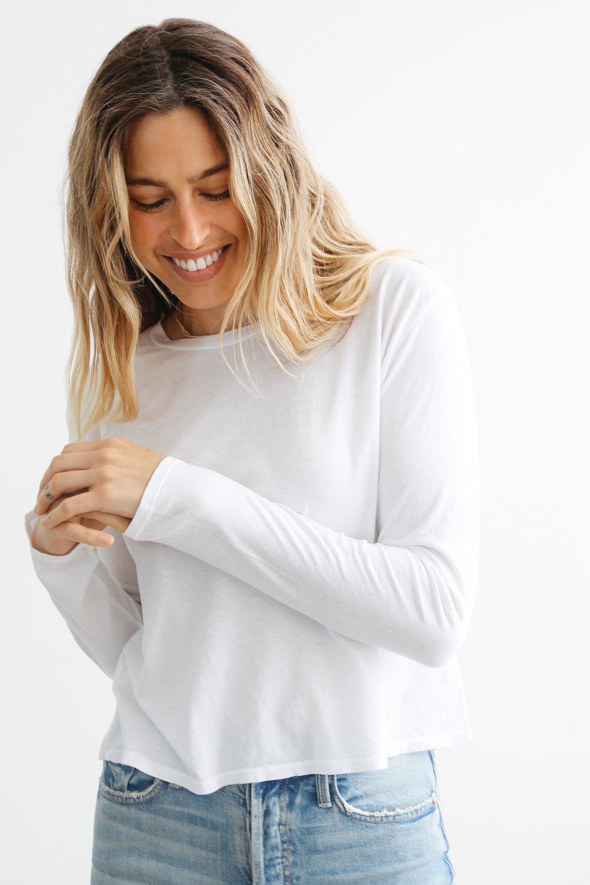 Long Sleeve Harley Tee in White