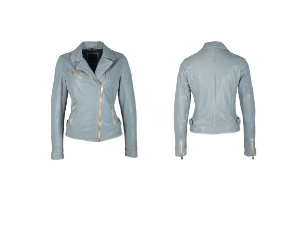 Sofia Leather Jacket in Silver Grey