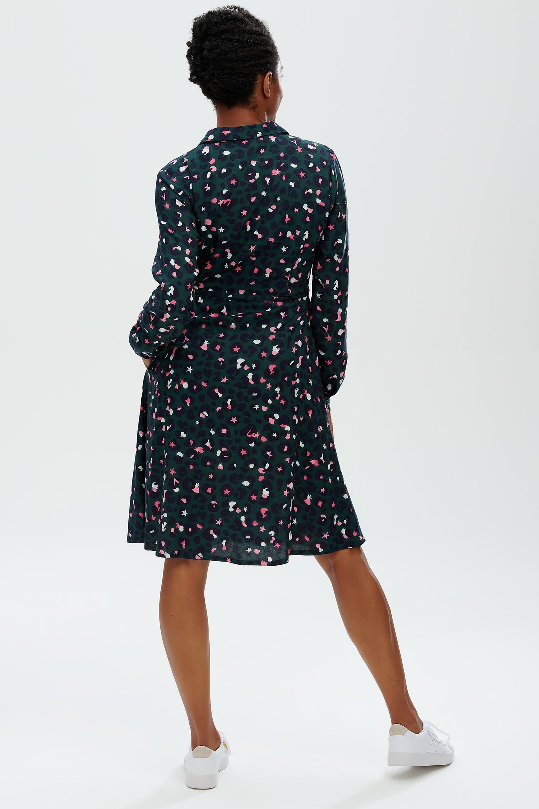 Zadie Shirt Dress in Green Star Leopard