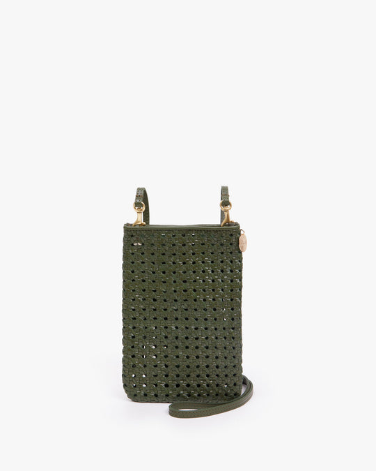 Clare V. Petit Moyen Messenger in Natural Woven Checker - Bliss