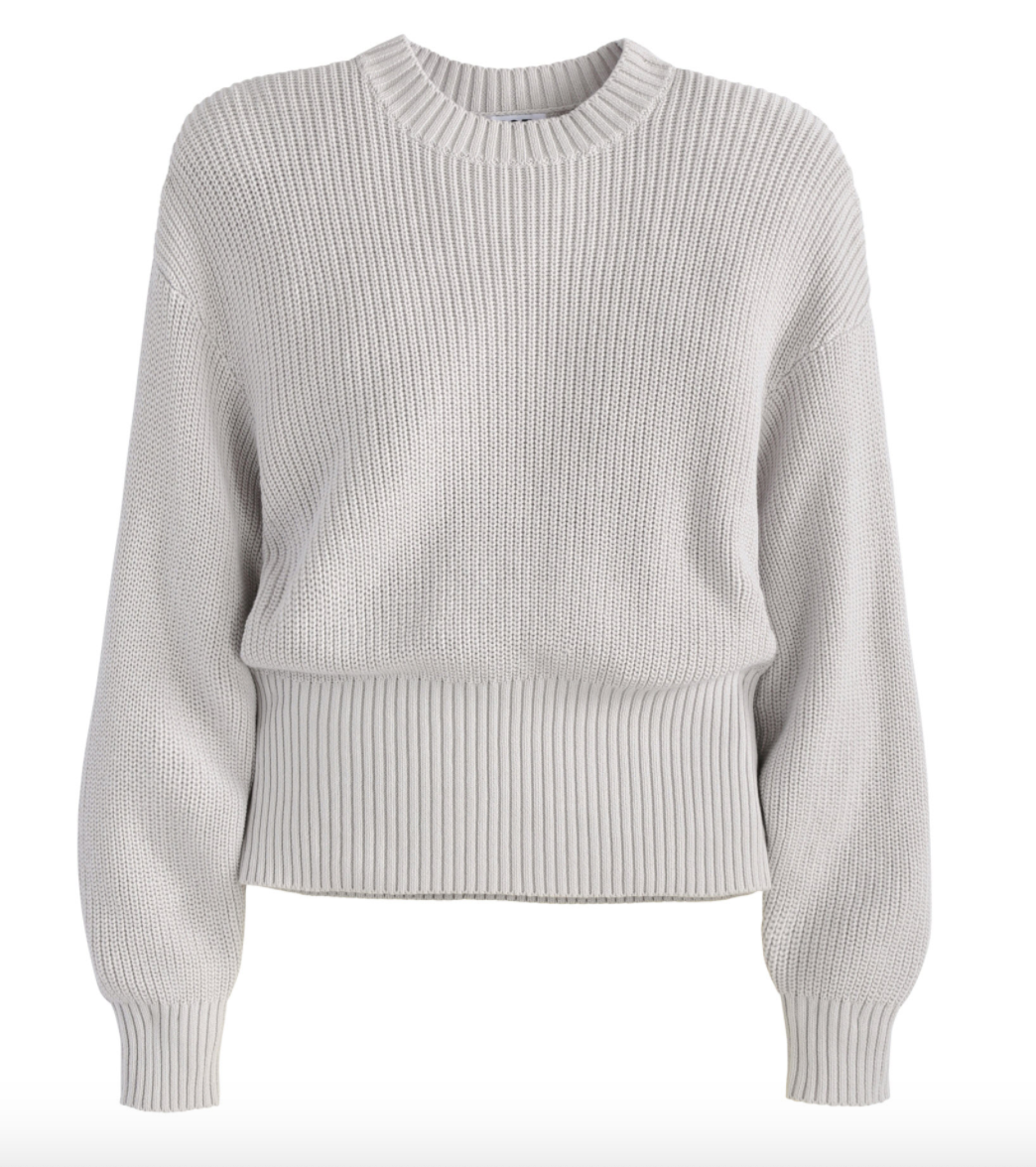 Shaker Shoulder Pad Sweater in Silver