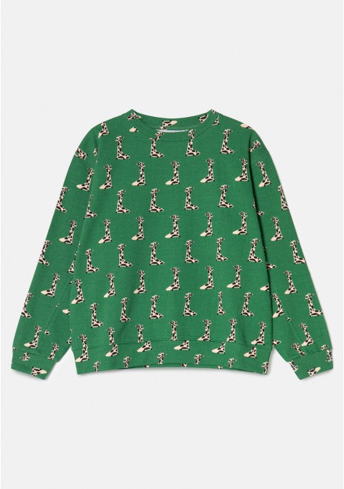 Giraffe Print Cotton Sweatshirt in Green