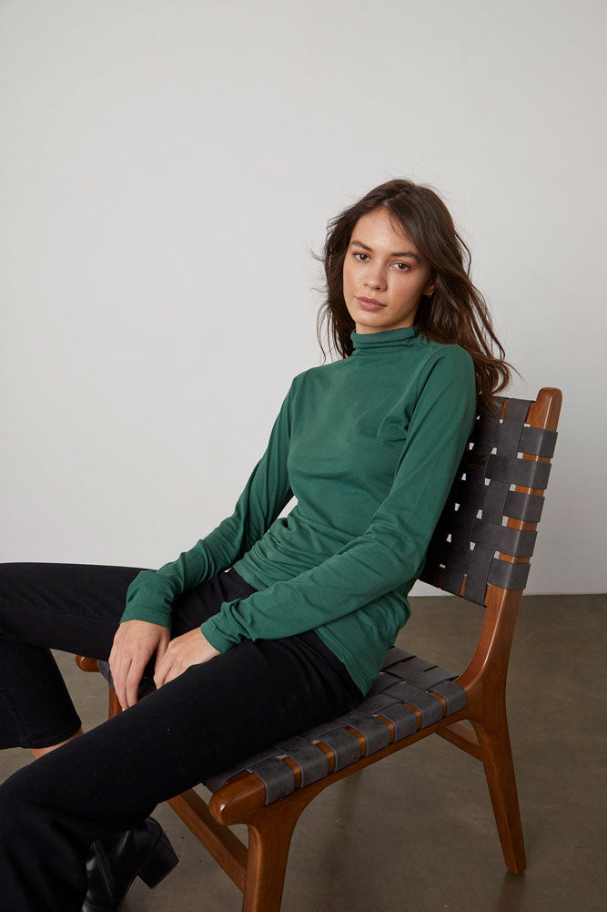 Talisia Mock Neck Top in Evergreen