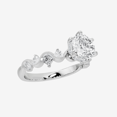 Lab Grown Diamond Embellished Wavy Engagement Ring