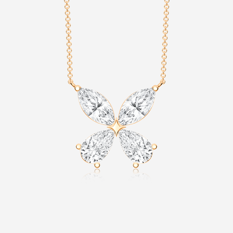Cluster Four-Leaf Lab-Diamond Necklace