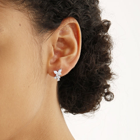 14K Stylish Floral Lab Grown Diamond Earrings