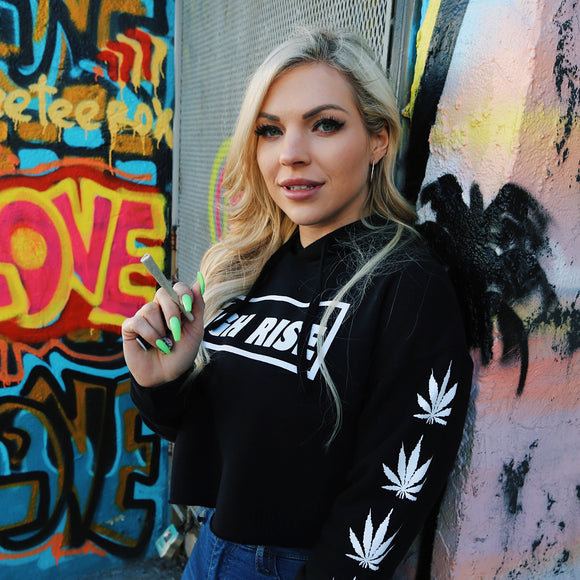 Rise-Up Crop Hoodie (Black) - The High Rise Co