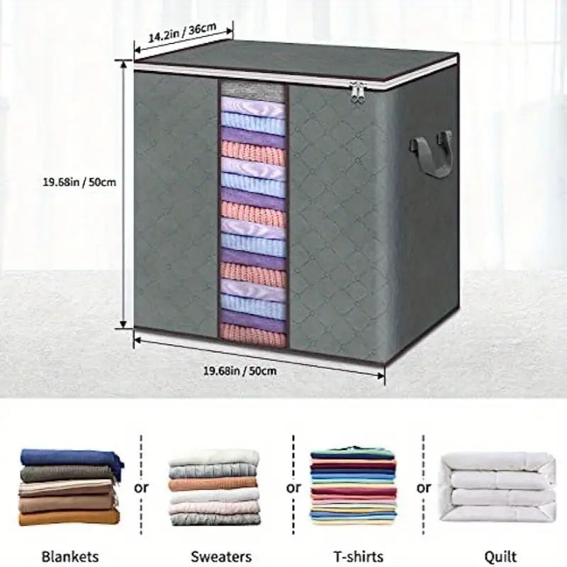 6 dona 90 katta saqlash sumkasi, ochiq ko'rish oynasi bilan yig'iladigan shkaf tashkilotchilari, mustahkam mustahkamlangan tutqichlar, qalin mato, yostiq, qulayliklar, kiyimlar, yotqizish uchun idealdir, shkaf tashkilotchilari va yotqizish ostidagi saqlash uchun tafsilotlar 4