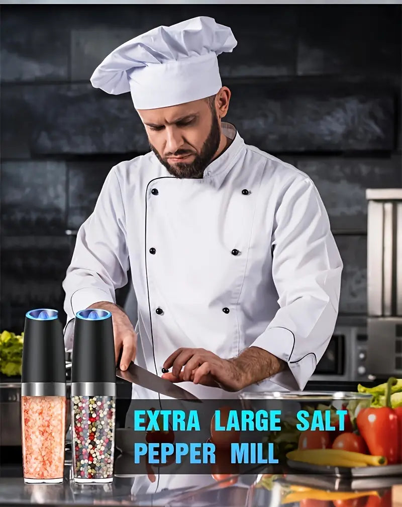 elektron tuz va murch maydalagich to'plami tuz yoki murch maydalagich sozlanadigan qattiqlik batareya bilan ishlaydigan LED bilan qo'l avtomatik ishlash zanglamaydigan po'latdan ranglarda tafsilotlar 9