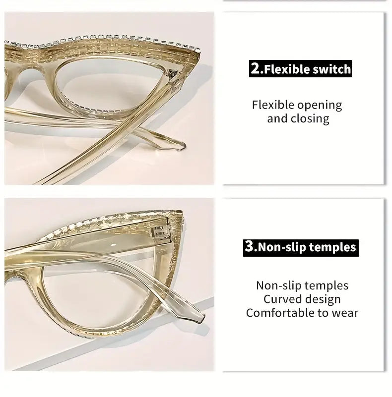 gafas elegantes para gatos con adornos adecuados para presbicia de 10 a 40 dioptrías y detalles de las lentes 6