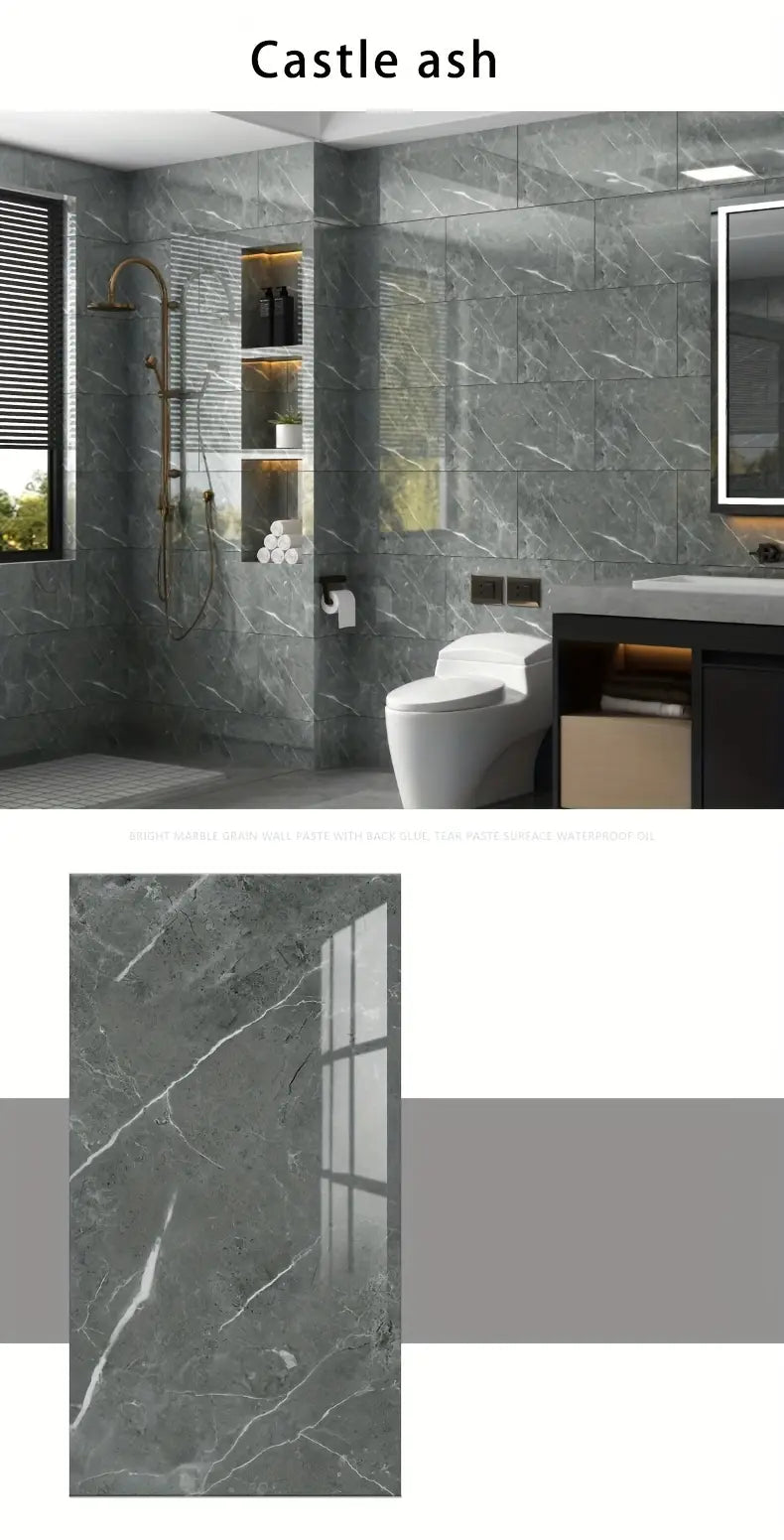 self   calcomanías de pared de PVC impermeables   pegatinas de azulejos de mármol para cocina y baño   acabado brillante detalles 3