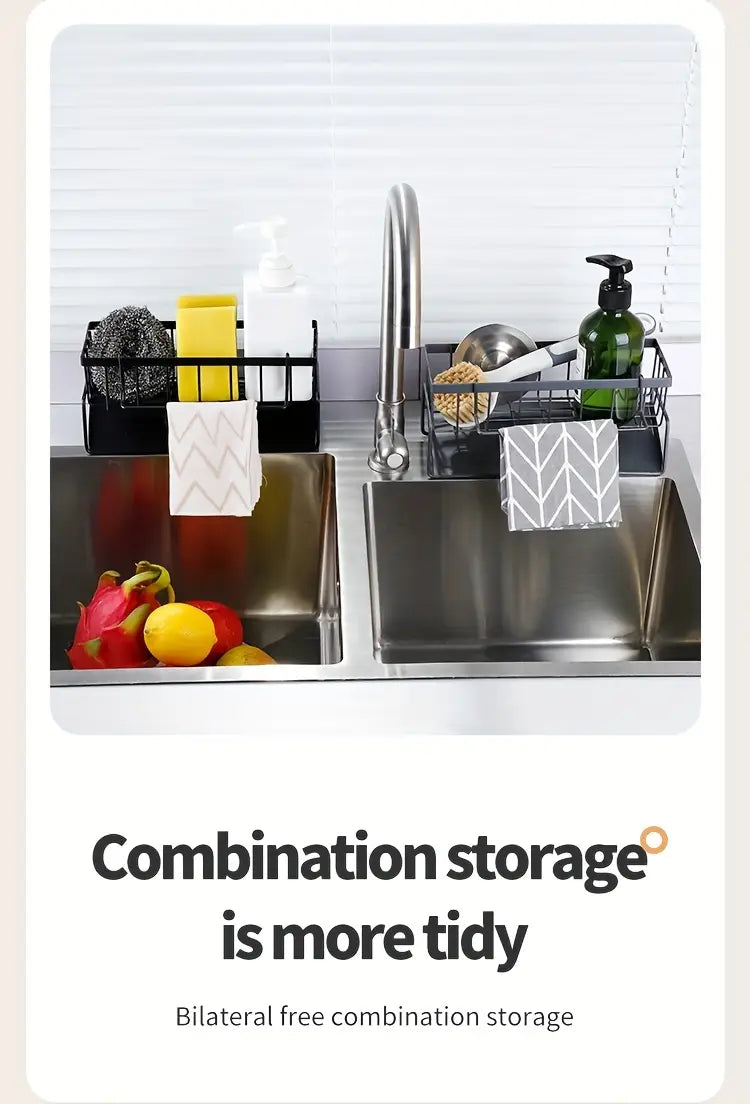 1pc soporte para trapos, esponja, cesta de drenaje, estante de drenaje para esponja, cepillo, toalla, desinfectante de manos, suministros para baño y cocina, detalles 6