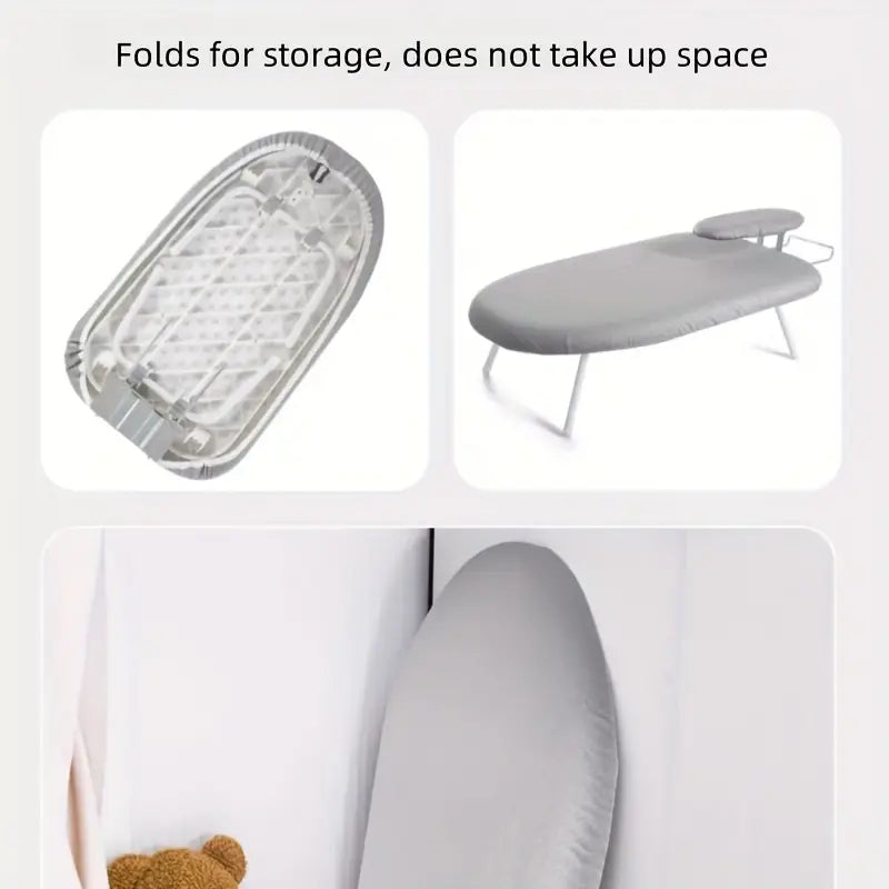 1pc foldable mini ironing board with thickened pad home use convenient folding ironing table plastic material ironing cloth cover details 3