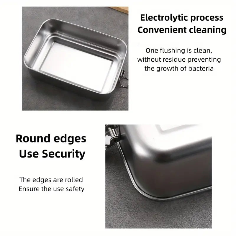 1 шт. герметичный ланч-бокс из нержавеющей стали 304, портативный с герметичным отделением, идеально подходит для обедов студентов, еды на открытом воздухе, детали 7