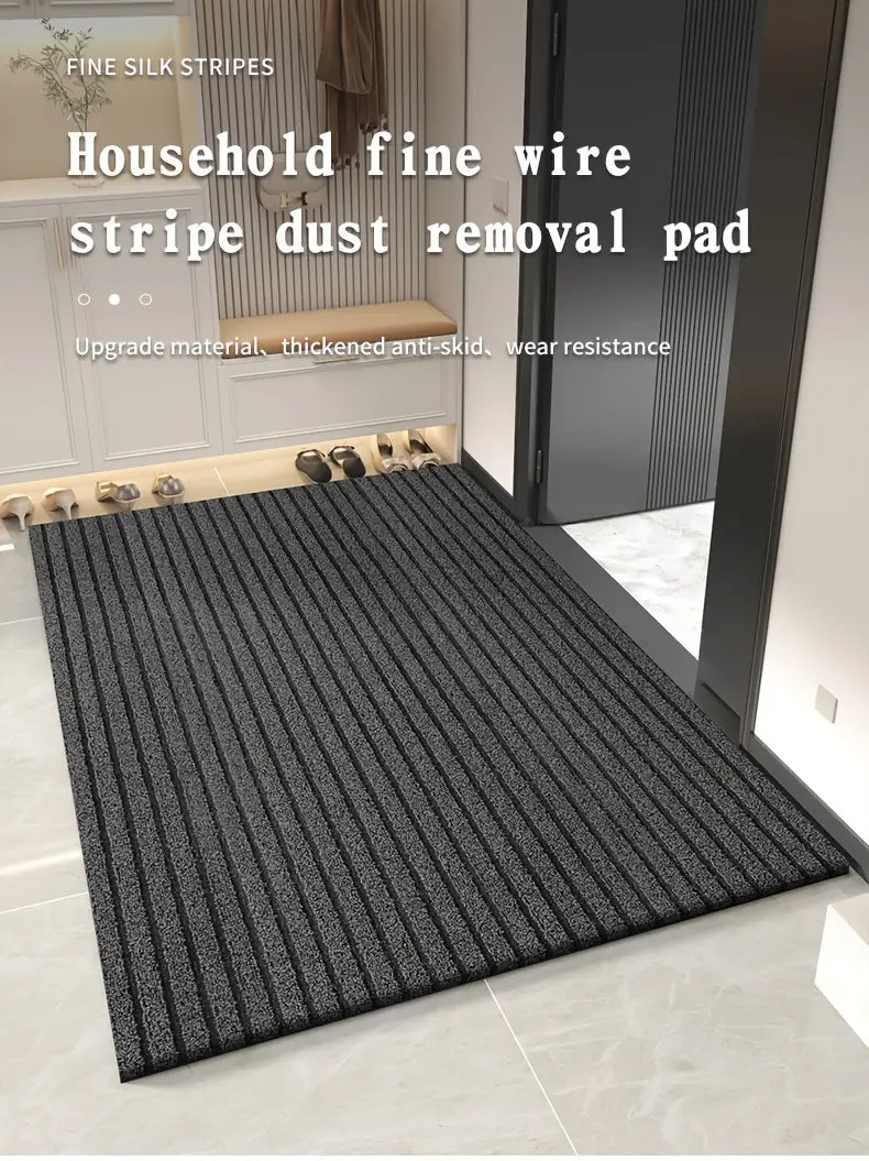 1pc alfombra de suelo a rayas resistente a la suciedad, impermeable y antideslizante, para exteriores, felpudo de entrada, tapete de entrada, felpudo para porche delantero, y tapete para eliminar polvo, resistente al desgaste, tapete, alfombra cortada, fácil de limpiar y detalles de alfombra 0