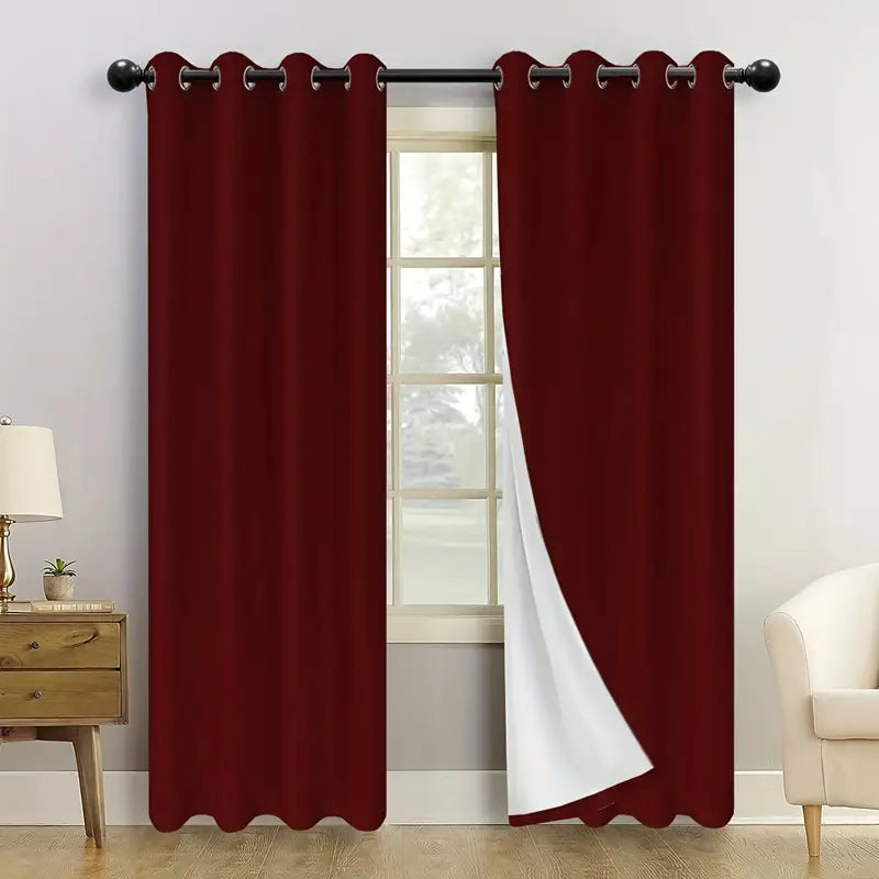 Cortinas superiores 2pc suhuan, cortinas blackout con aislamiento, insonorizadas con forro blanco, utilizadas para dormitorio, oficina, sala de estar, detalles de decoración del hogar 9