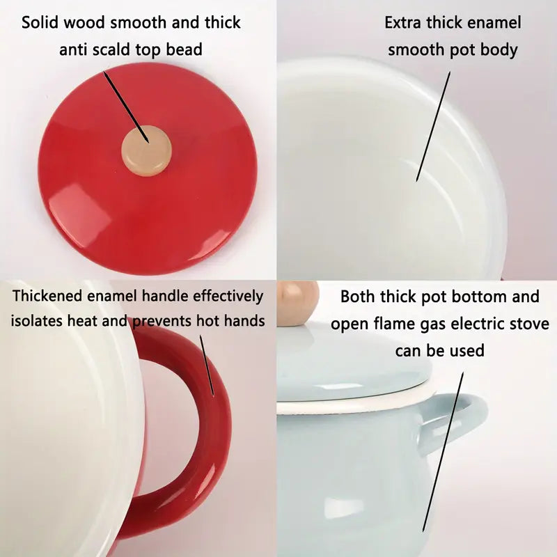 1pc thick high quality enamel multifunctional non stick pot soup pot boiling pot   pot   large capacity options   outdoor cookware gas   induction cooker universal macaron solid   09 8 66 10 24inch details 9