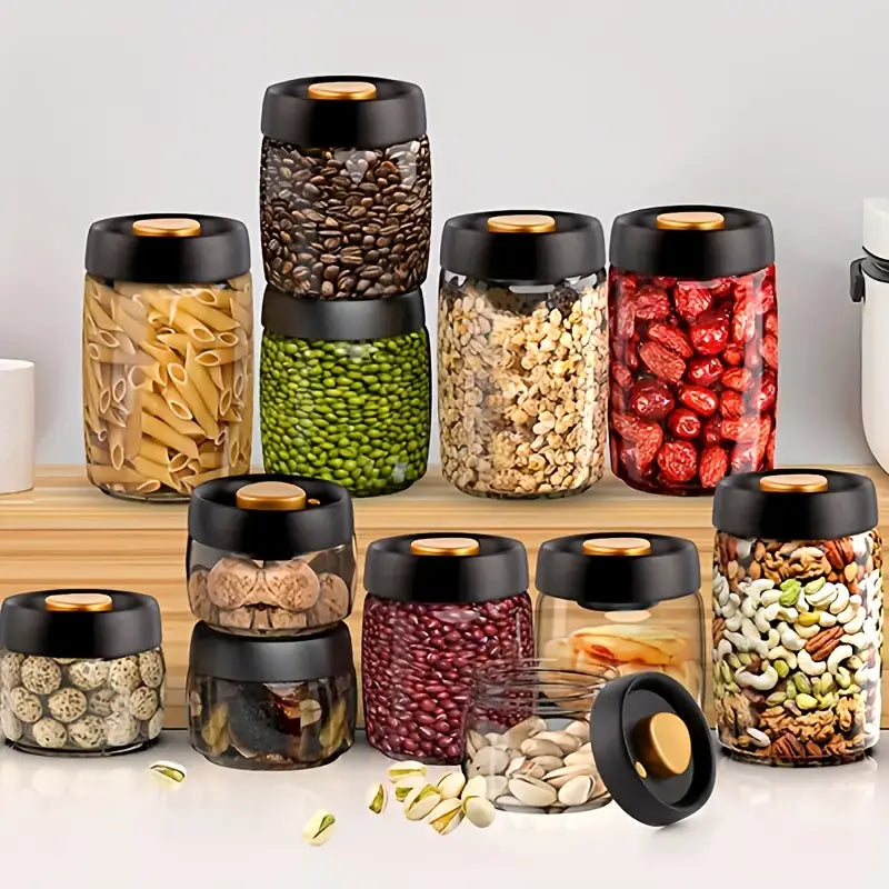 1pc airtight vacuum sealed glass storage jar with pressure pump moisture proof container for coffee beans tea nuts kitchen organization and preservation material details 0