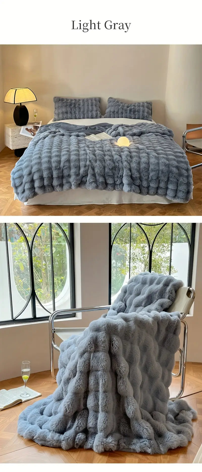 1pc   rabbit fur blanket solid color fleece blanket super soft comfortable warm blanket     suitable for bedroom office camping   decoration details 7