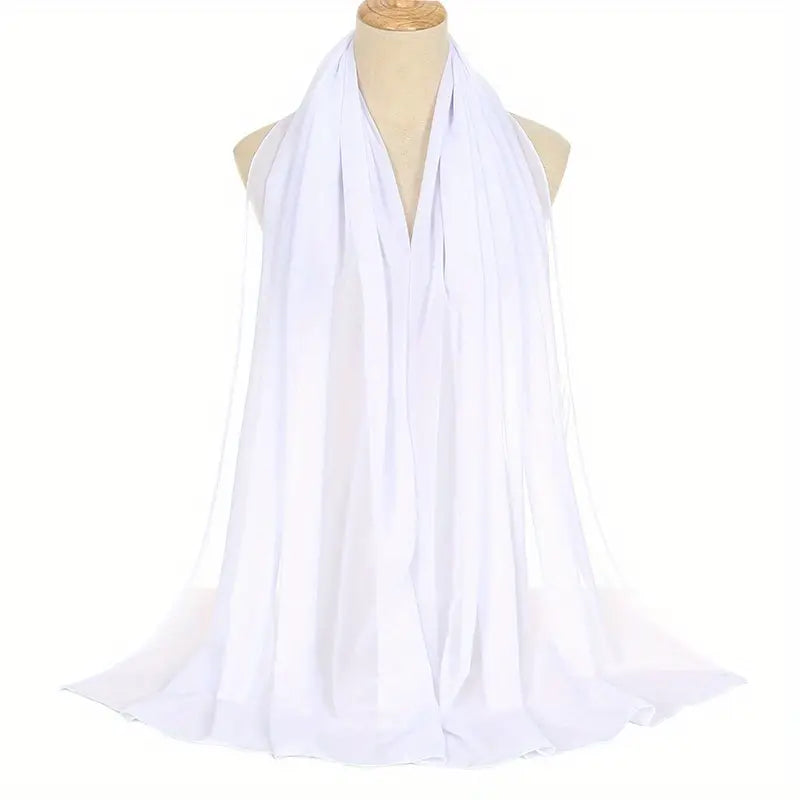 minimalist monochrome chiffon hijab elegant soft thin breathable shawl casual elastic sunscreen head wrap details 22