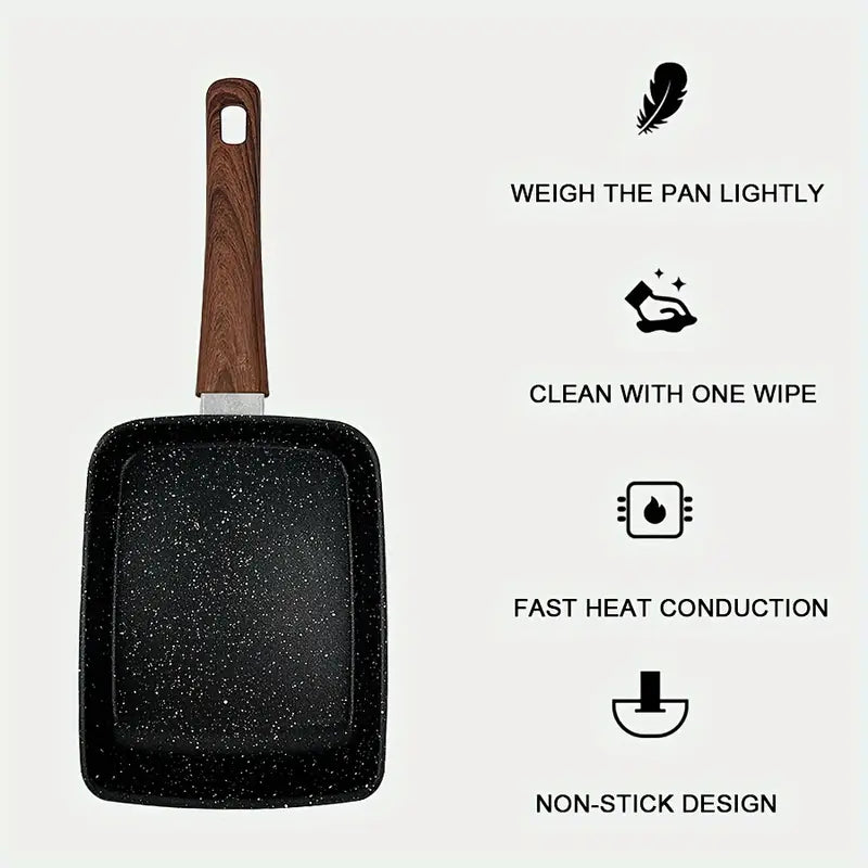 1 dona   yopishqoq qoplama va yog'och tutqichi bilan qozon, omletlar, tuxum va boshqalar uchun mukammal, Halloween uchun zarur oshxona asboblari va tafsilotlar 7