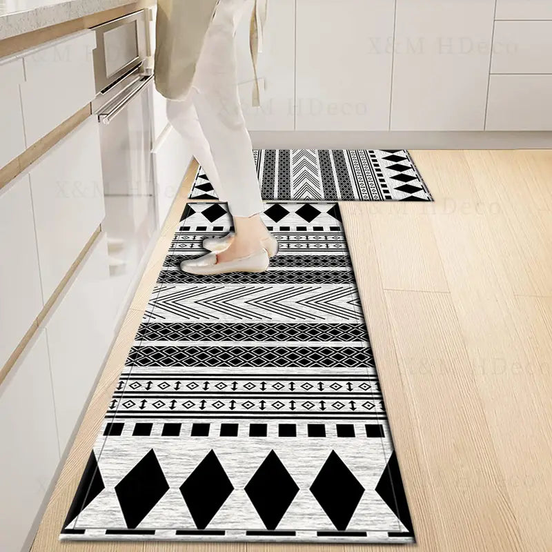 1pc non slip moroccan area rug soft and laundry room rug for bathroom kitchen bedroom living room and dining room machine washable and braided details 2