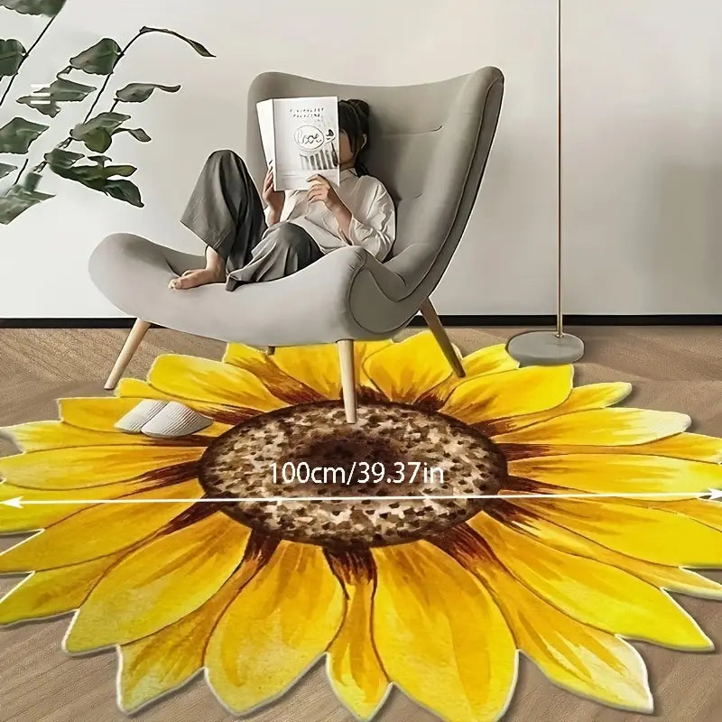yumshoq quyosh gulining hududi gilami, yashash xonasi, yotoqxona uchun ko‘p funksional, mashina bilan yuviladigan polyester, uy bezak tafsilotlari 0