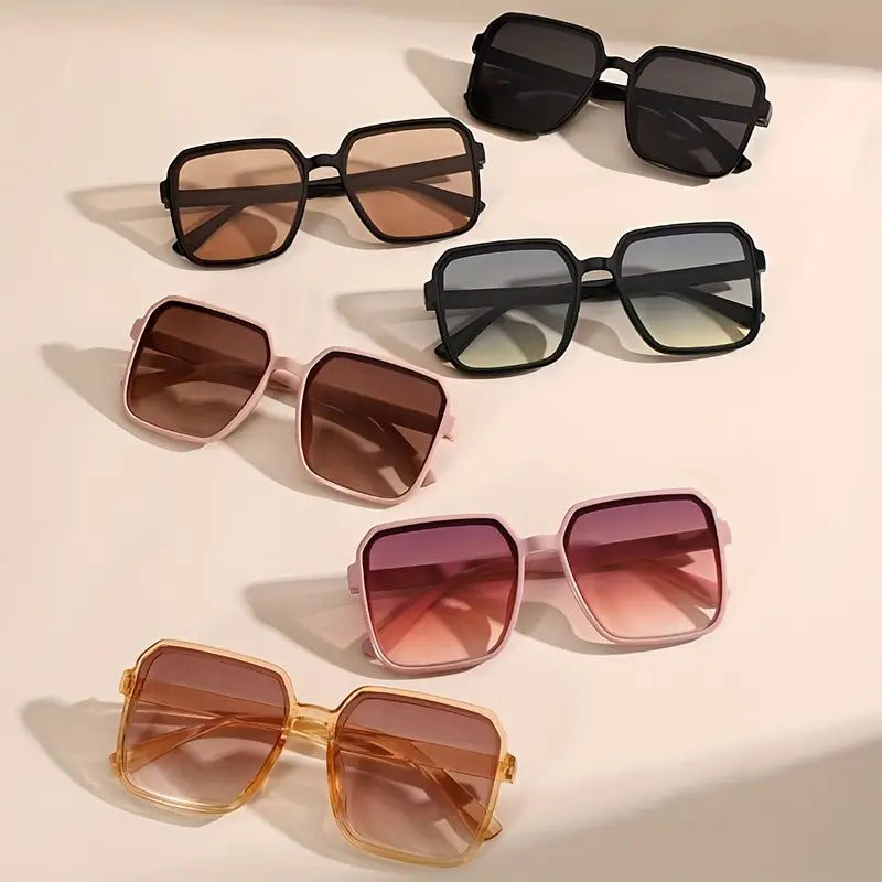 6 piezas set de gafas de moda oversized cuadradas elegantes para hombres y mujeres, antirreflejo, detalles de moda en streetwear 1