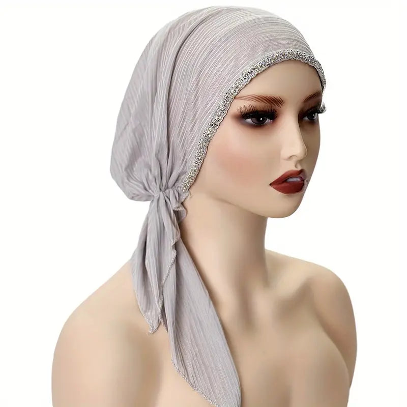 1pc classic hijab beanie hat elegant solid color breathable   headscarf chemo hat ramadan turbans for women gifts for eid details 9
