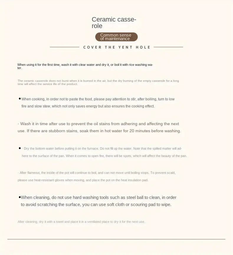 1шт кастрюля газовая плита тушение суп домашняя керамика старомодная кастрюля мелкая посуда высокая температура стойкая сухая кастрюля керамическая кастрюля детали 12