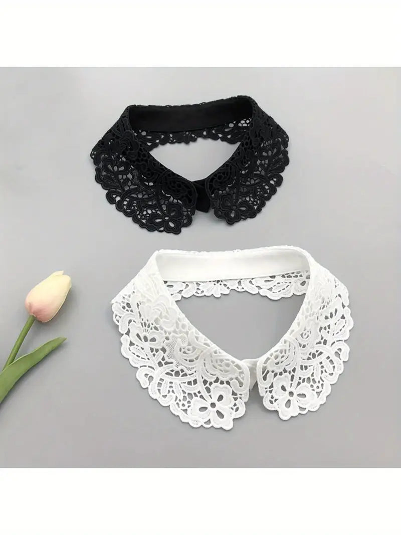 unisex solid   collar white black hollow out necklace floral detachable collars for men and women shirt sweater shirt   accessories details 2