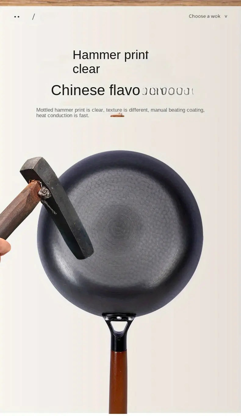 28cm traditional chinese wrought   non stick no coating   steak eggs pancakes handwash   autumn details 8