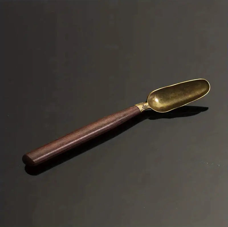 zamonaviy qora sandalwood alloy choy qoshiq fu choy marosimlari qahva aralashtiruvchi ichimlik tafsilotlar 5