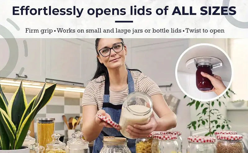 1pc under cabinet jar opener abs material manual bottle lid remover one handed operation no power required kitchen tool for table details 0