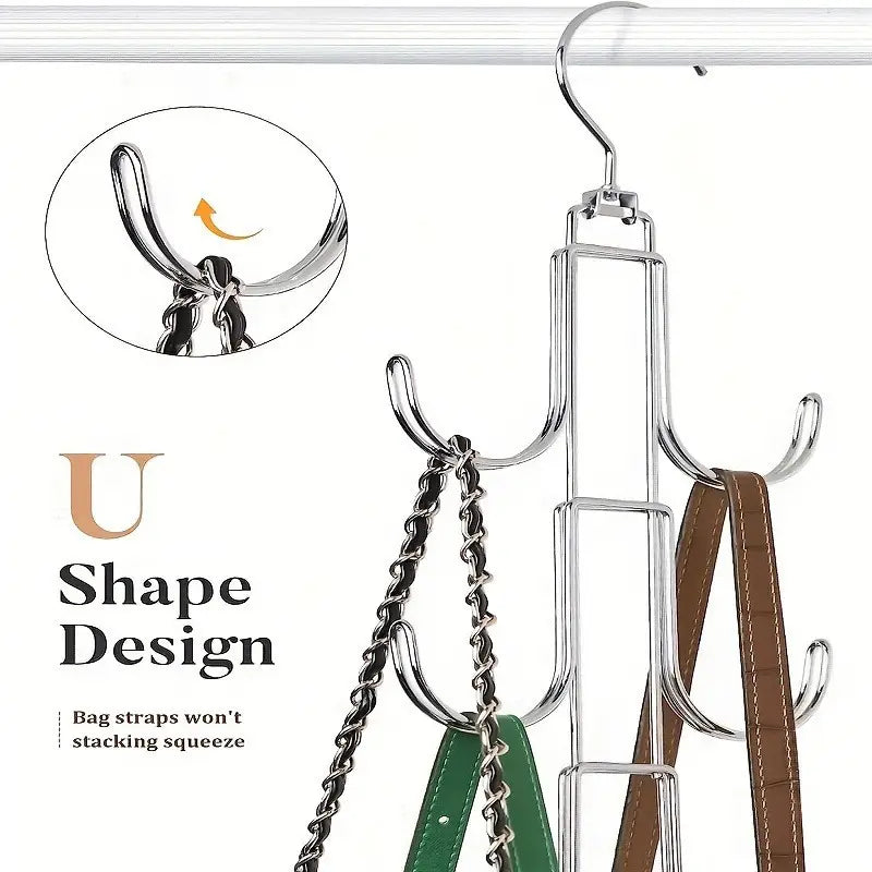 1pc Metal Purse Hanger For Closet Organization - Polished Finish Bag Organizer With 360-Degree Swivel Hook - Durable Space-Saving Handbag Storage Solution For Home And Retail details 2