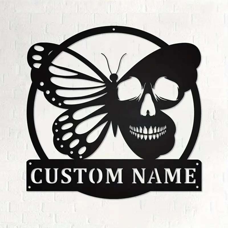 custom skull metal personalized iron cutout craft black suitable for kitchen dining room outdoor garden no electricity required parties and festivals door hanging decor details 4