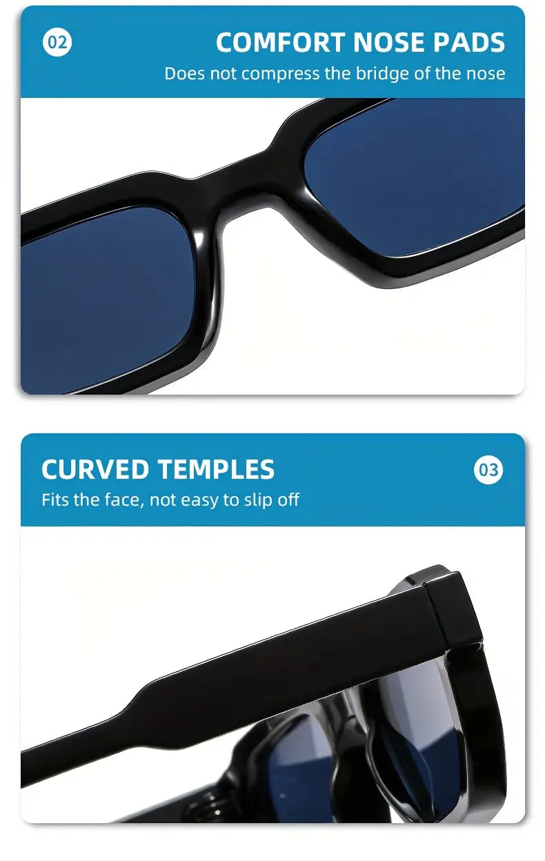 2023 йил учун эркаклар учун винтаж тўғри шаклли кўзоқлар, салқин qora рамка, ПК линза, кундалик, муҳим декоратив кўзоқлар, компонентлар қўшилмаган, тафсилотлар 10