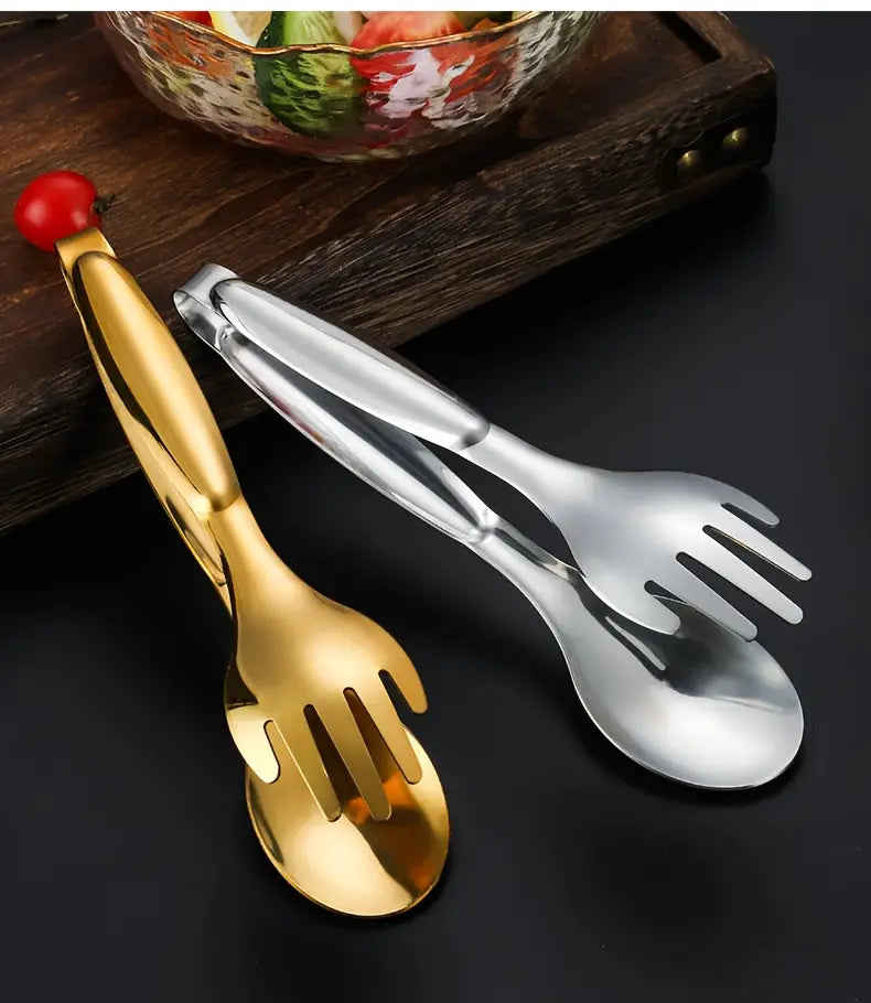 elegant gold plated stainless steel serving tongs salads bread buffets kitchen accessories details 13