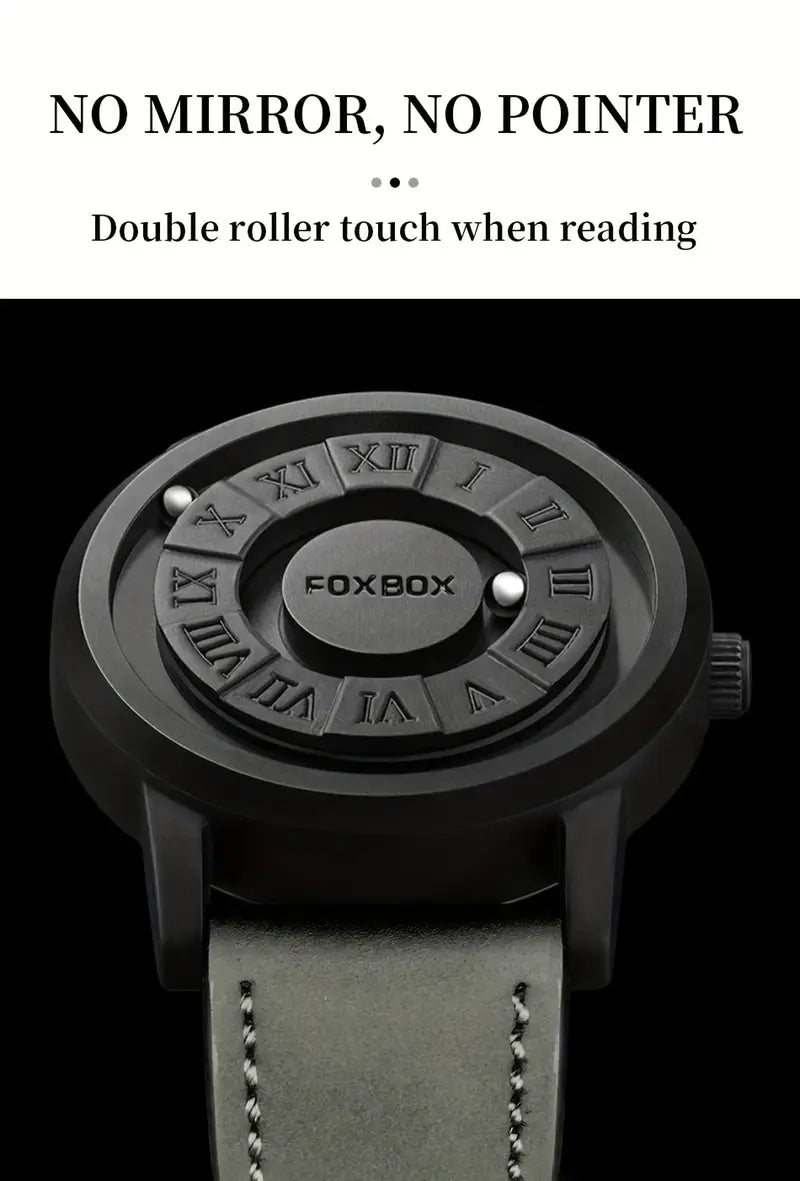 relojes de pulsera de cuero PU con detalles de 30m WR, reloj de cuarzo de moda para hombre, dial genial, cuentas creativas y magnéticas