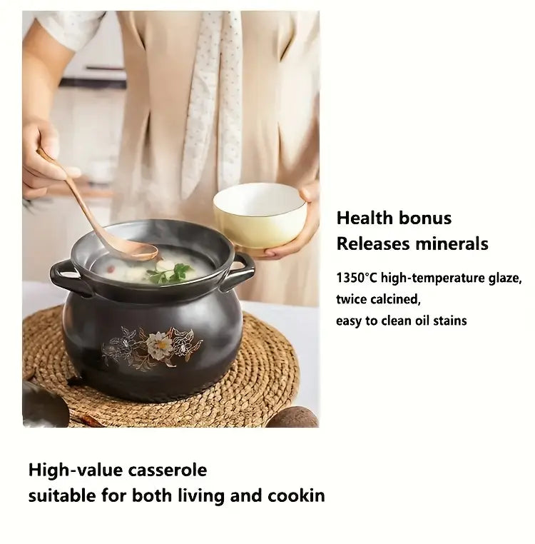 olla de barro de cerámica china negra de 4 litros resistente a altas temperaturas para cocinar sopas y arroz de terracota, olla térmica universal para uso en todas las cocinas, ollas verdes sin impurezas, detalles 6