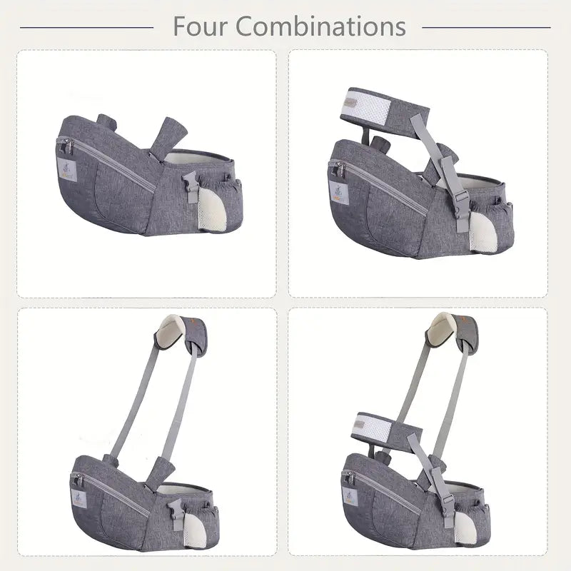 Gray Youngsters Carrier with Hip Seat, Shoulder Strap, Waist Belt & Storage Compartment - Durable Polyester, Adjustable Fit for Parents on-the-Go, Ideal Christmas, Halloween, Thanksgiving Gift details 1