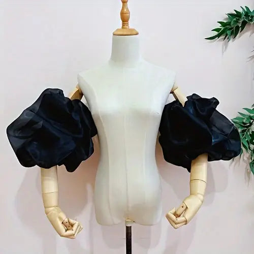 1pair high end big cloud bubble shaped sleeves bride wedding dress accessories princess decorations details 2