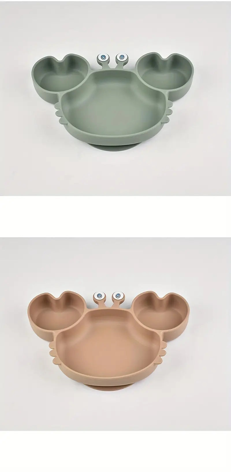 adorable crab shaped silicone   feeding plate with suction cup bpa free microwave dishwasher safe details 4