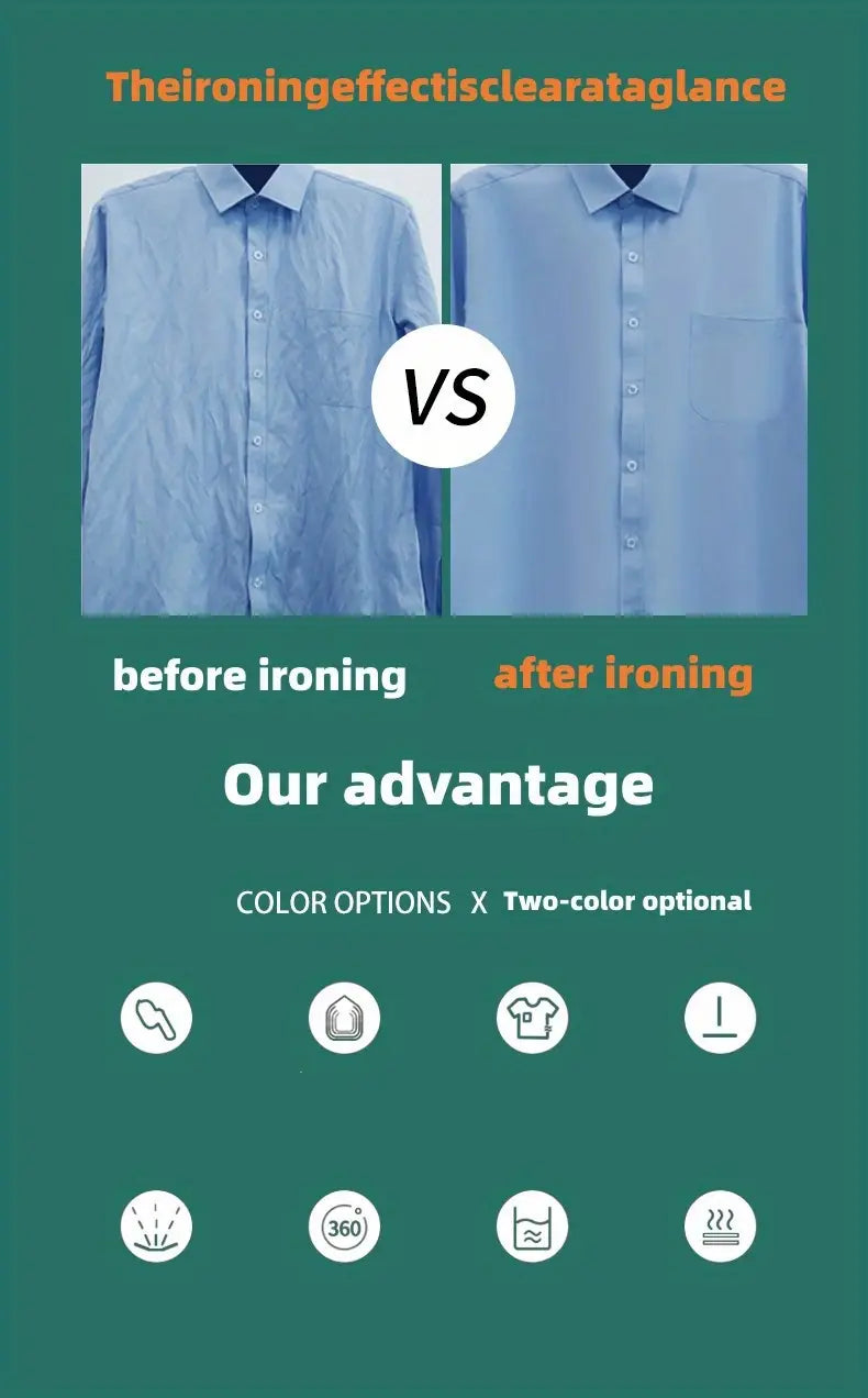 1 dona yig'iladigan sayohat kiyim-kechak bug'lash mashinasi, qo'lda ishlatiladigan bug'li temir, 180° burilish bilan, professional sifat, uy va sayohat uchun, tafsilotlar 1