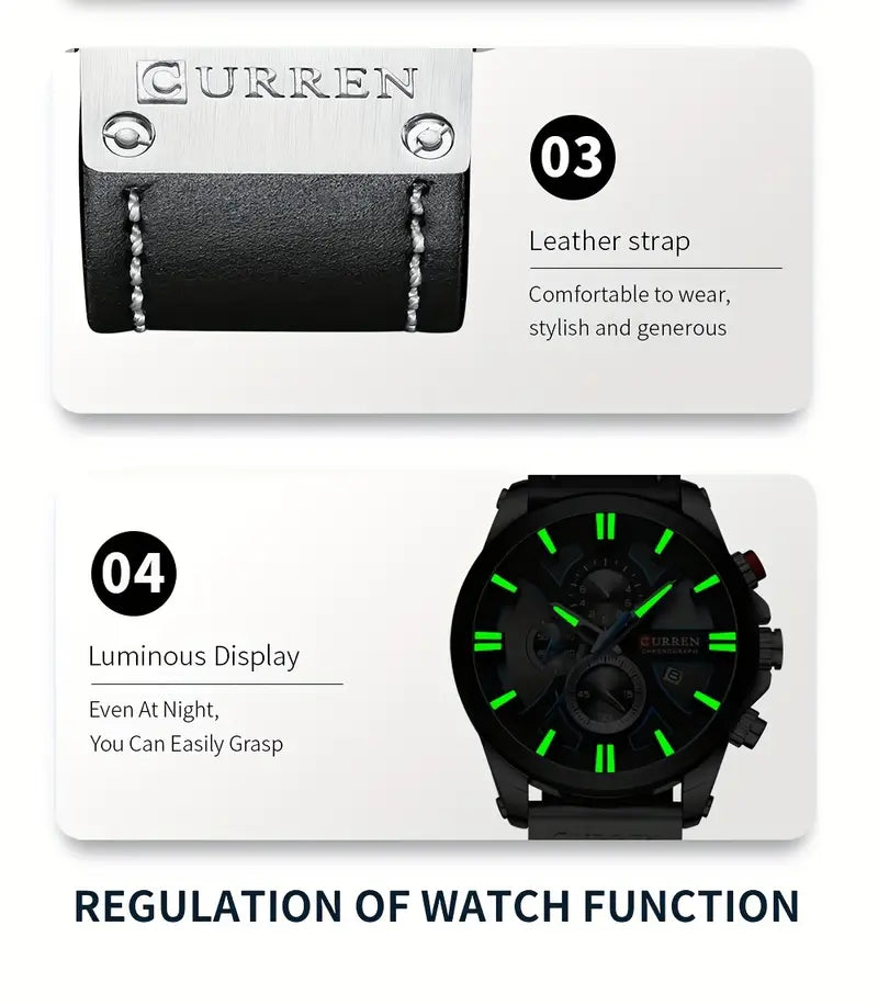 reloj multifunción de cuarzo luminoso para hombre con esfera grande y detalles de fecha automática 4