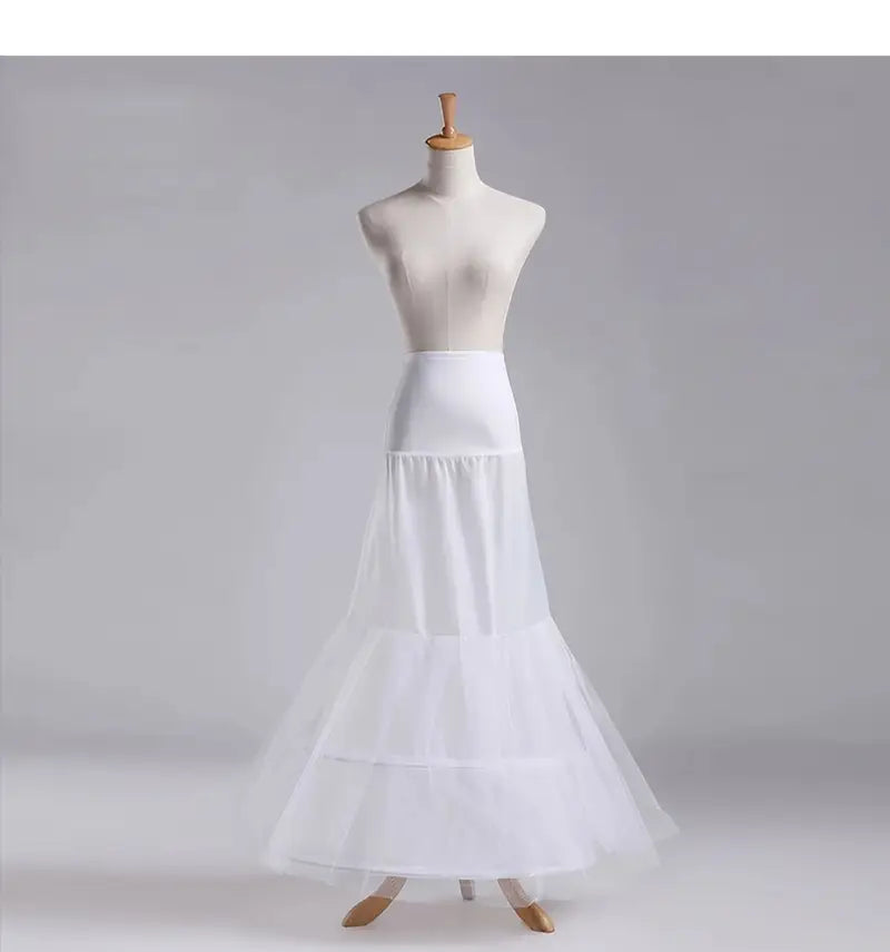 bridal wedding dress crinoline petticoat with two steel hoops and mesh fish tail polyester fiber details 6