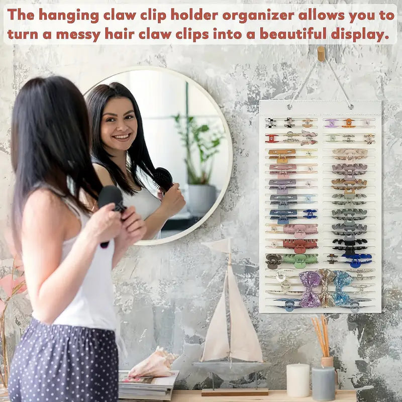 Органайзер для зажимов для волос Hanging Hair Clip Organizer For Women Ladies - Стенд для хранения зажимов для волос, крючок, зажим-коготь, детали 0