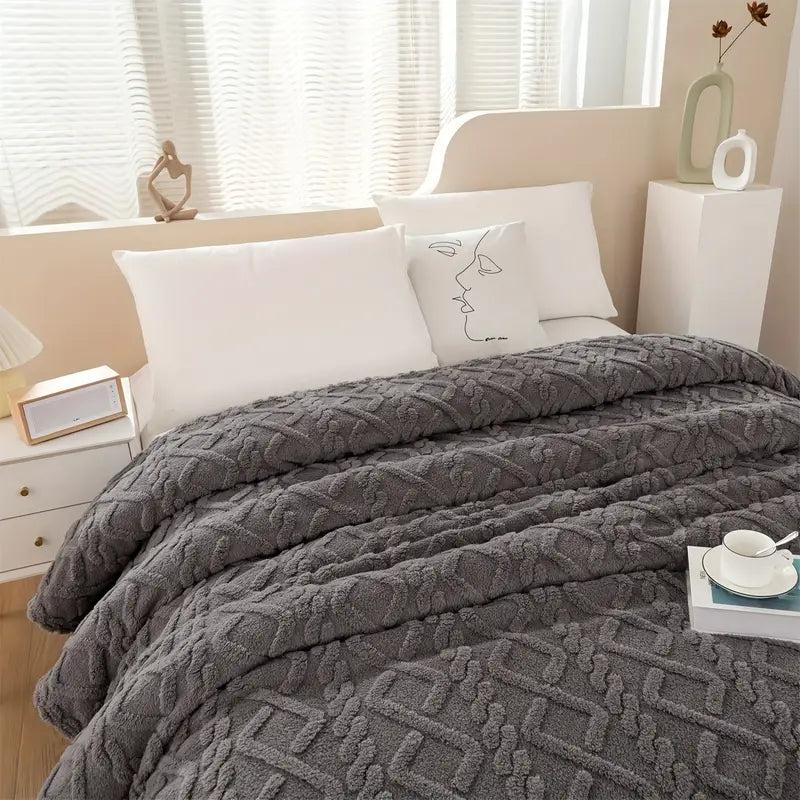 1pc contemporary jacquard knit thick warm blanket multifunctional bed blanket for cozy bedding decor bedroom decor details 8