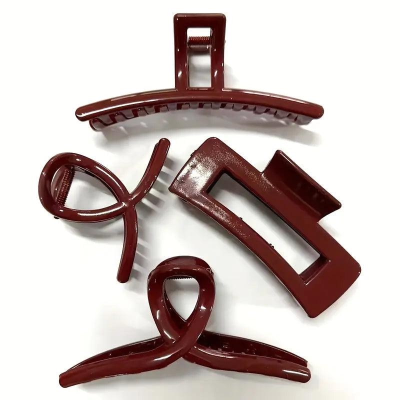 4pcs set elegant red hair claw clips for women large non slip resin jaw clips for stylish updos ponytails   parties   details 0